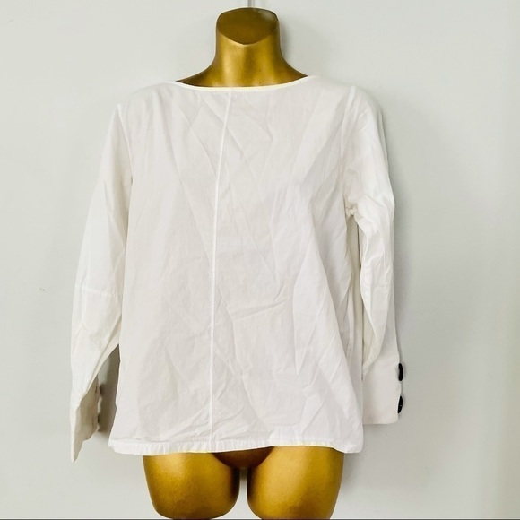 Zara white blouse long sleeve top big button - Picture 2 of 6